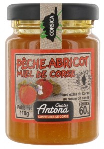 Confiture pêche abricot miel Charles Antona 110 gr
